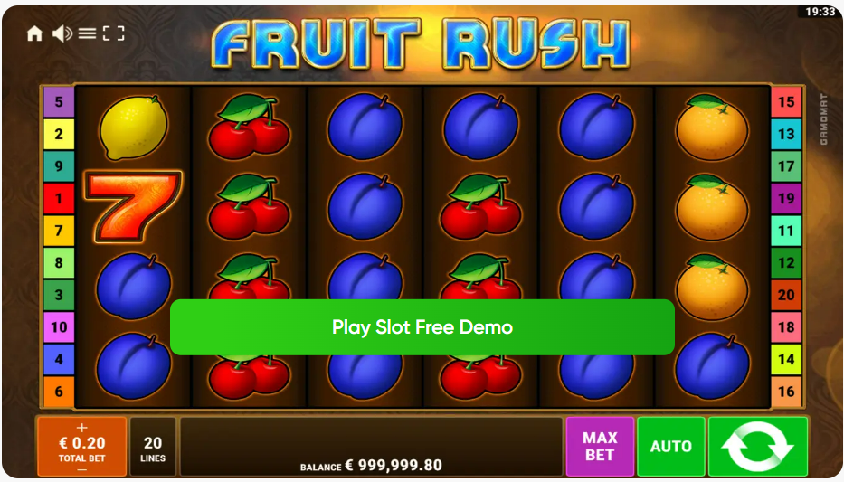 Fruit Rush Online Video Slot