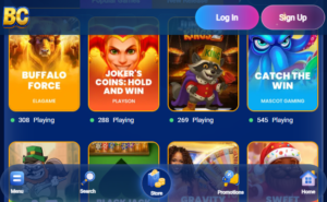 Bang Coins games lobby screenshot