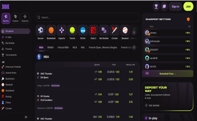 Cloudbet sportsbook lobby screenshot