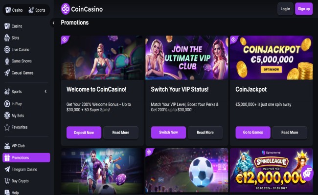 CoinCasino casino lobby screenshot