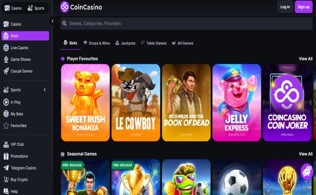 CoinCasino games lobby screenshot