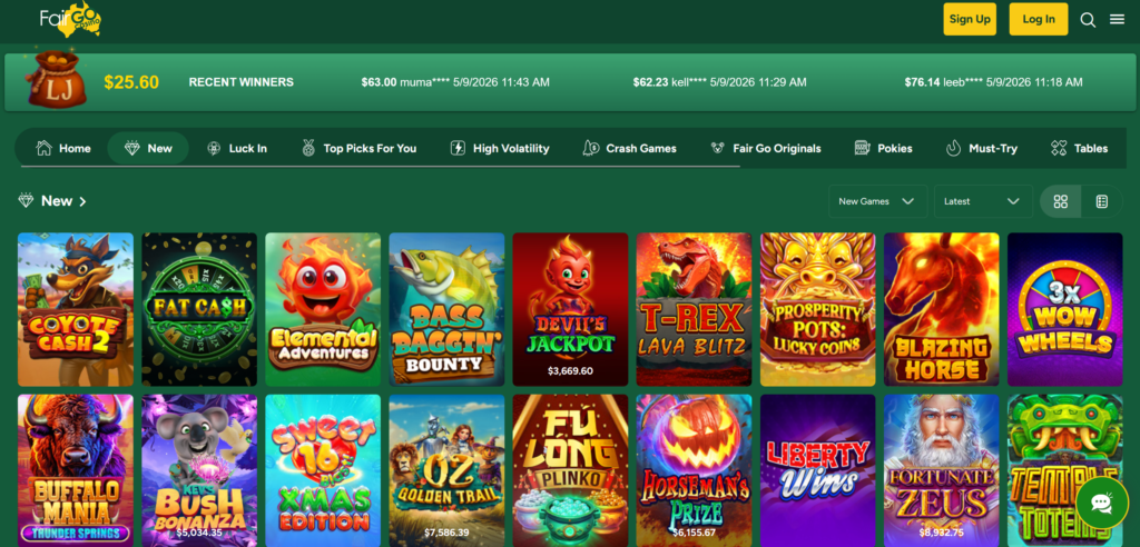 FairGo games lobby screenshot