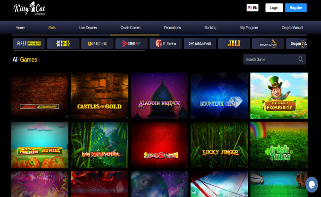 Kitty Cat Casino games lobby screenshot