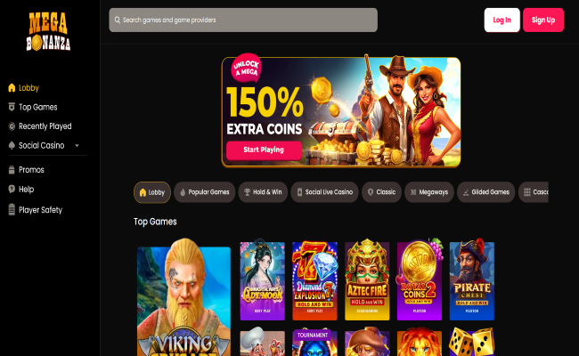 Mega Bonanza casino lobby screenshot