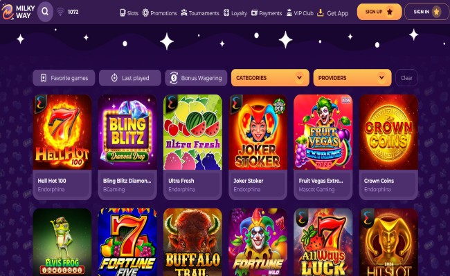 Milky Way games lobby screenshot