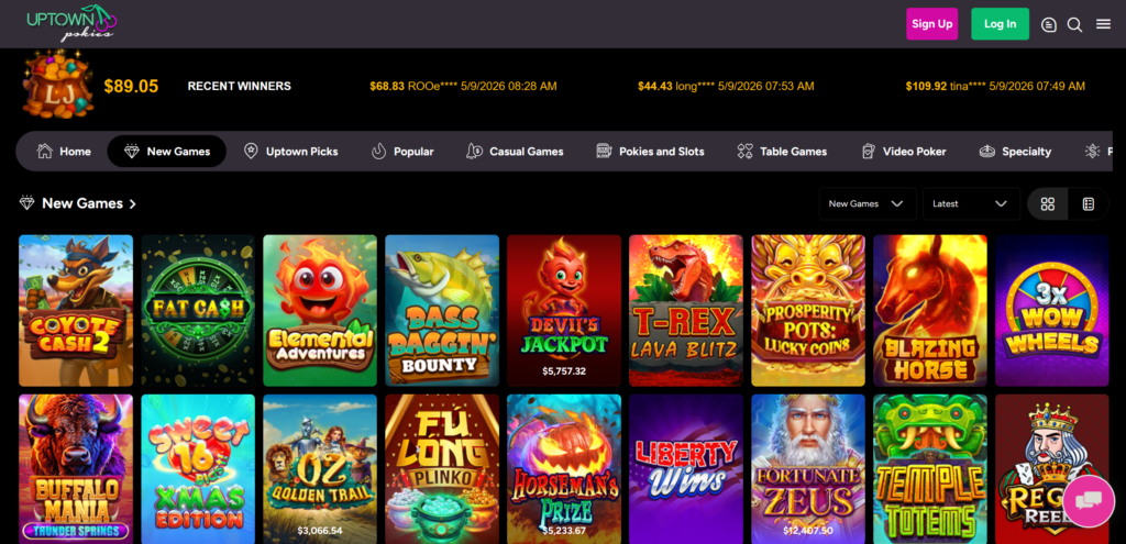 Uptown Pokies games lobby screenshot