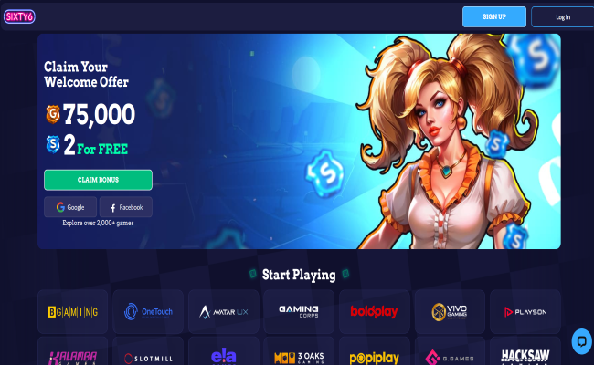 Sixty6 casino lobby screenshot