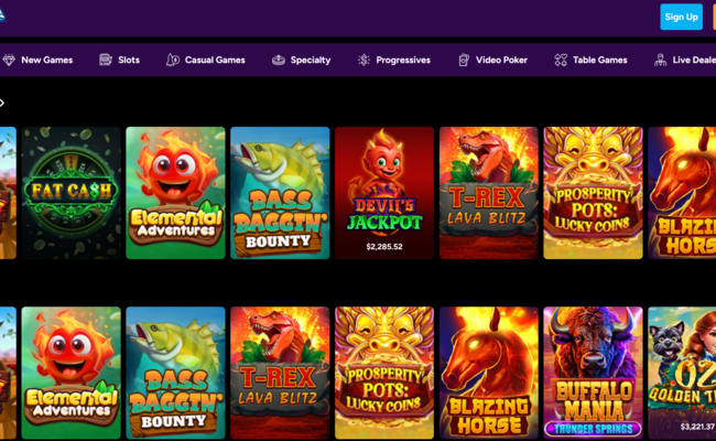 Spinoverse games lobby screenshot