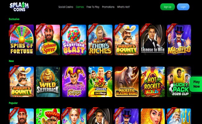 Splash Coins games lobby screenshot