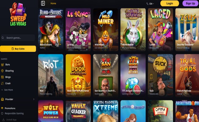 Sweep Las Vegas games lobby screenshot