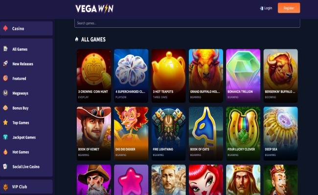Vega Win games lobby screenshot