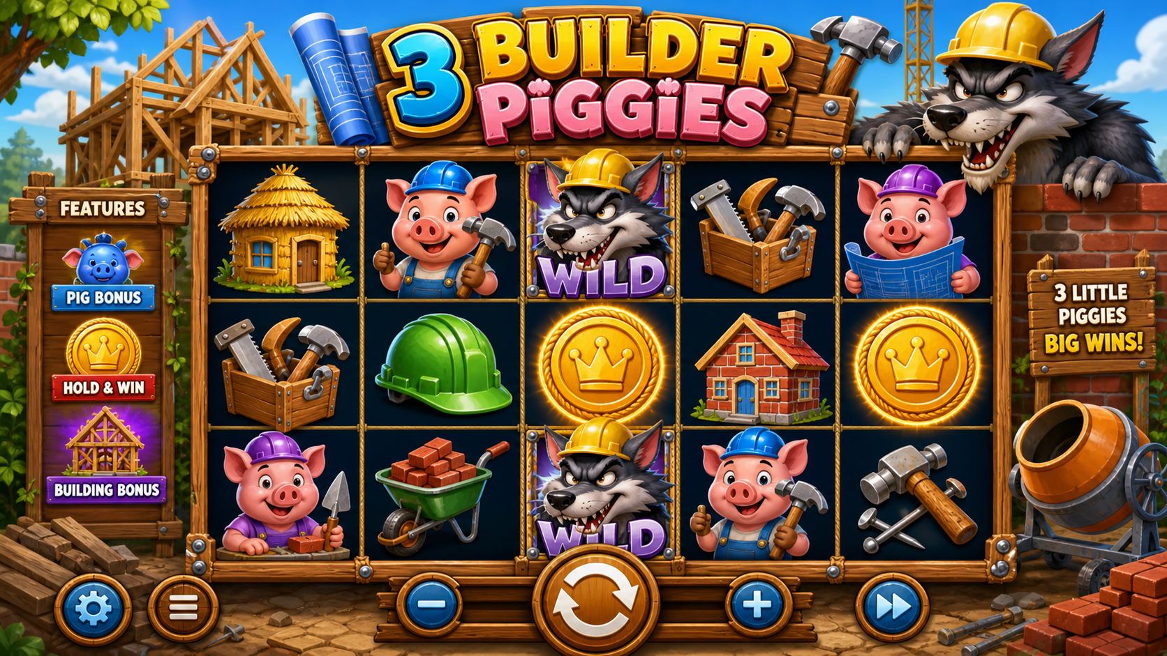 3 Builder Piggies Online Video Slot