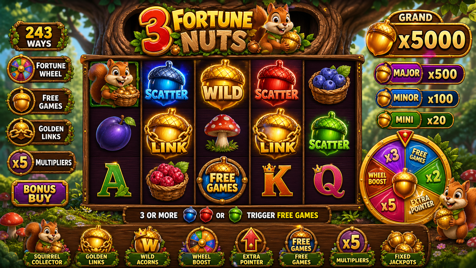 3 Fortune Nuts Online Video Slot