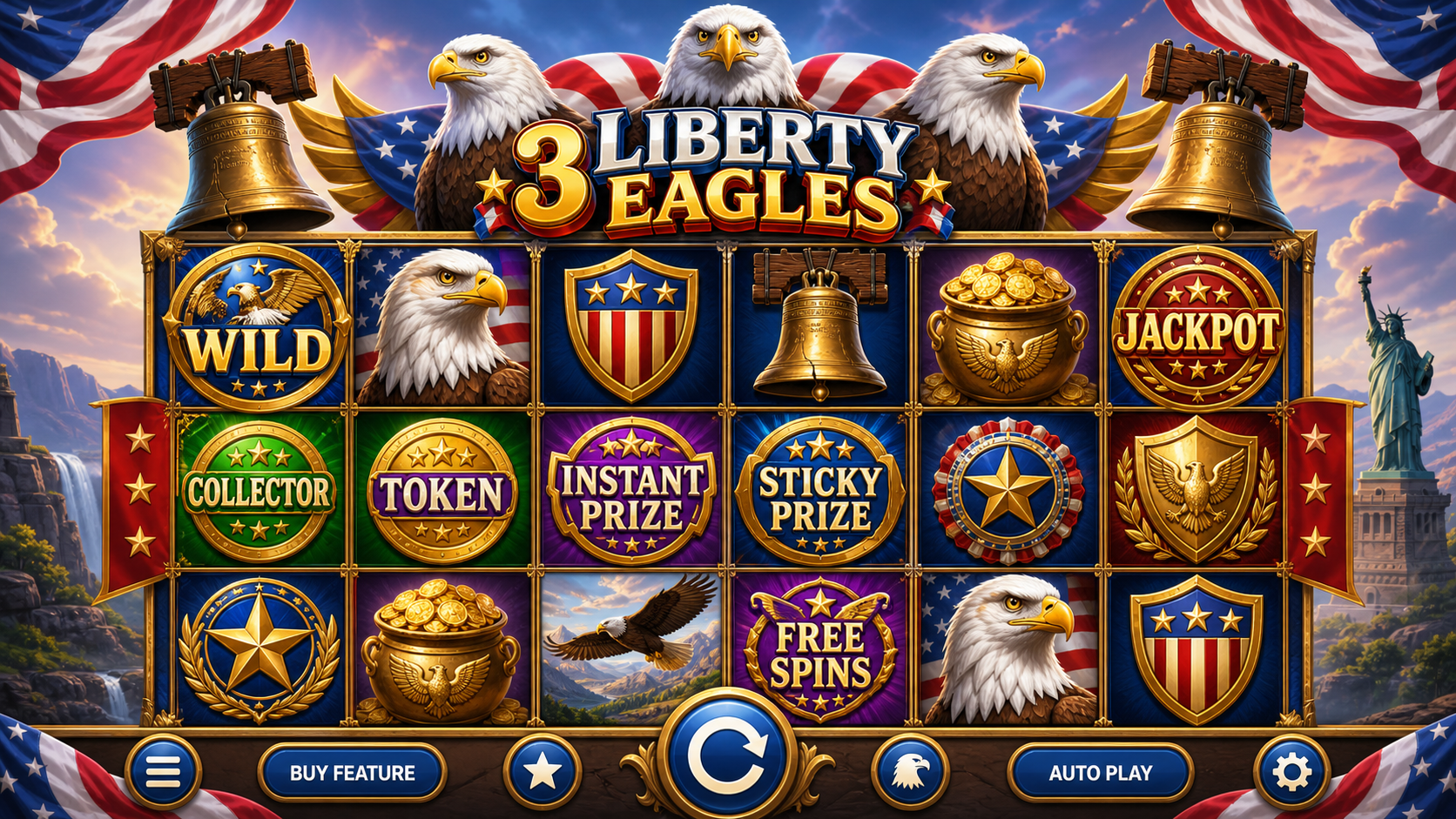 3 Liberty Eagles Online Video Slot
