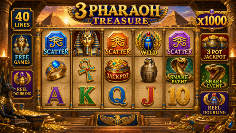 3 Pharaoh Treasure Online Video Slot