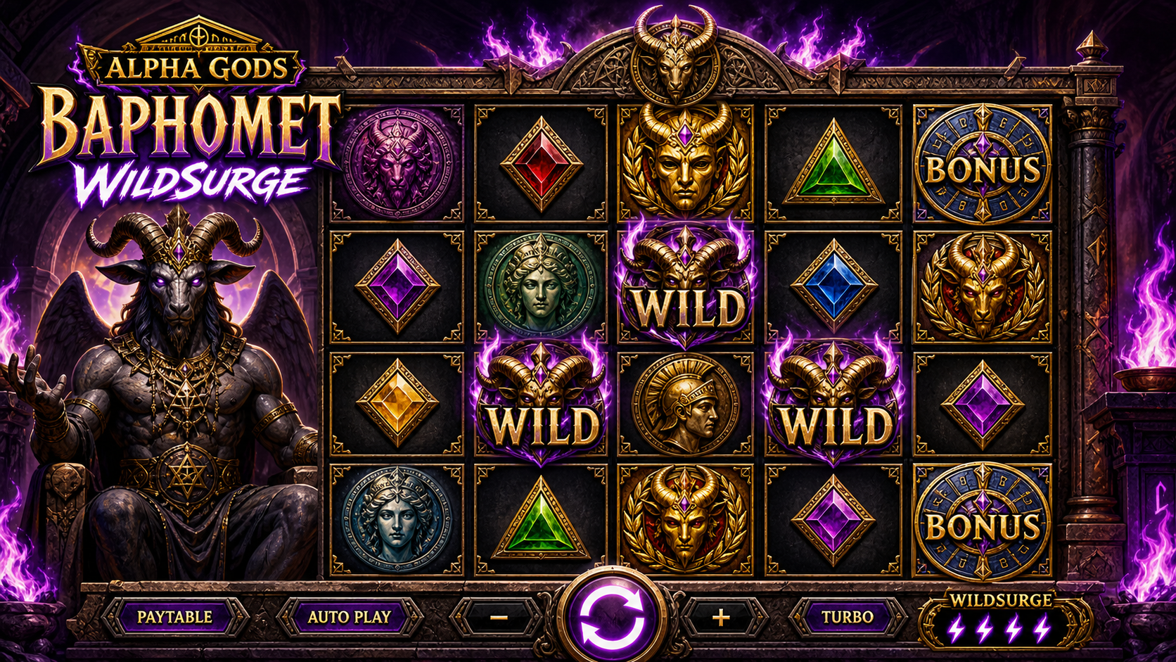Alpha Gods Baphomet WildSurge Online Video Slot