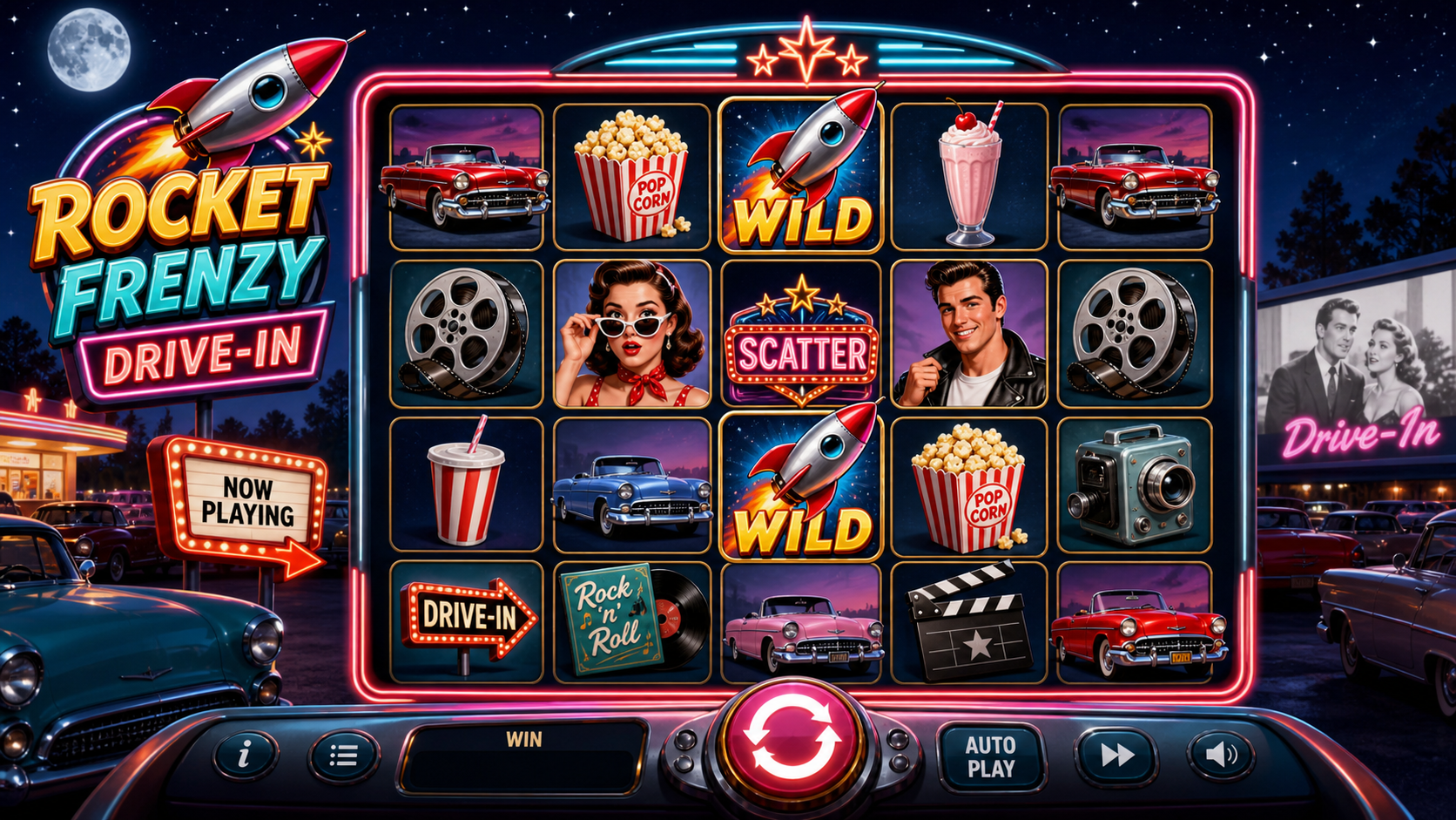 Rocket Frenzy Drive-In Online Video Slot