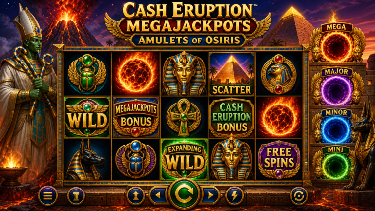 Cash Eruption MegaJackpots Amulets of Osiris Online Video Slot