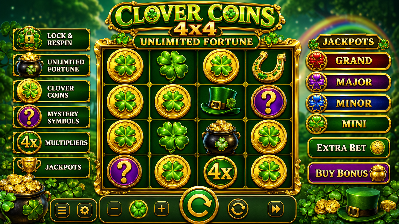 Clover Coins 4x4 Unlimited Fortune Online Video Slot