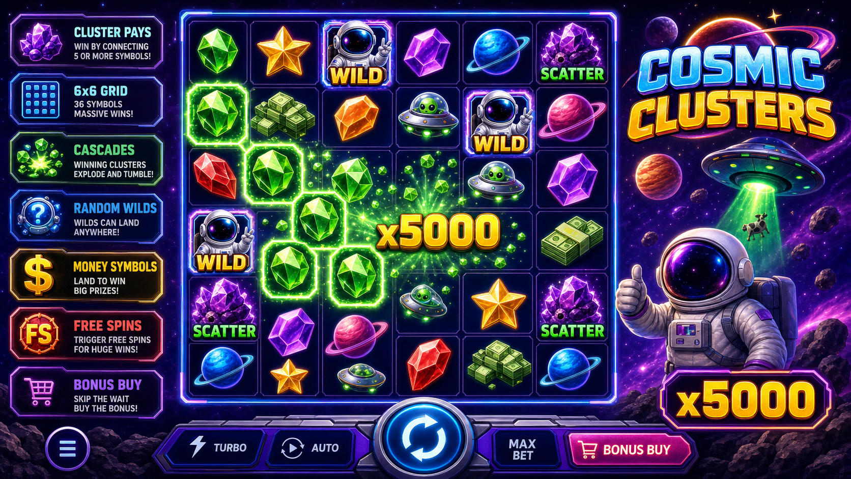 Cosmic Clusters Online Video Slot