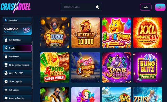 Crash Duel games lobby screenshot