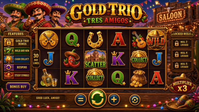 Gold Trio Tres Amigos Online Video Slot