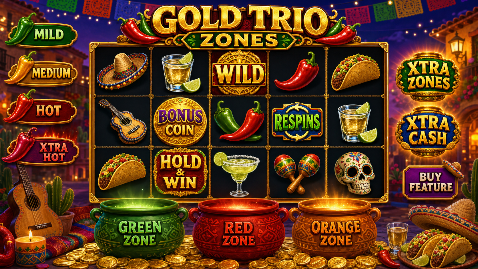 Gold Trio Zones Online Video Slot