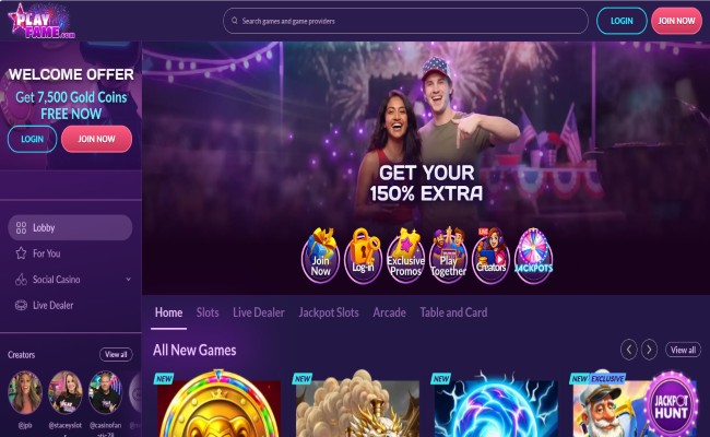 PlayFame casino lobby screenshot