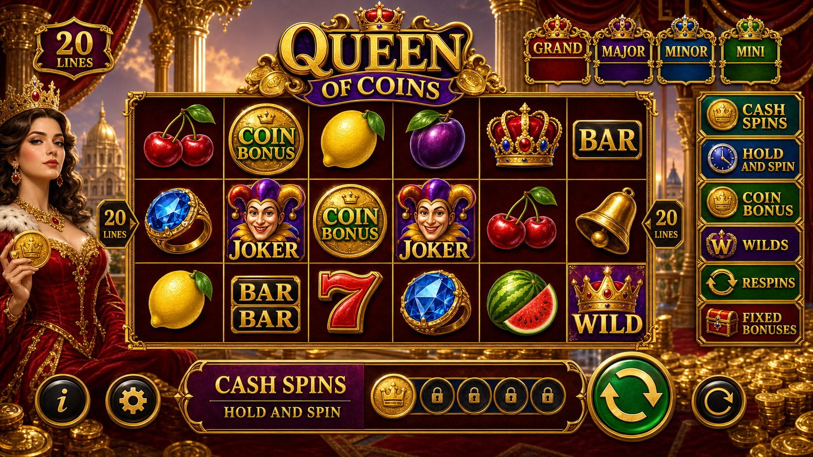 Queen of Coins Online Video Slot