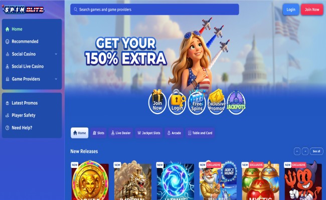 SpinBlitz casino lobby screenshot