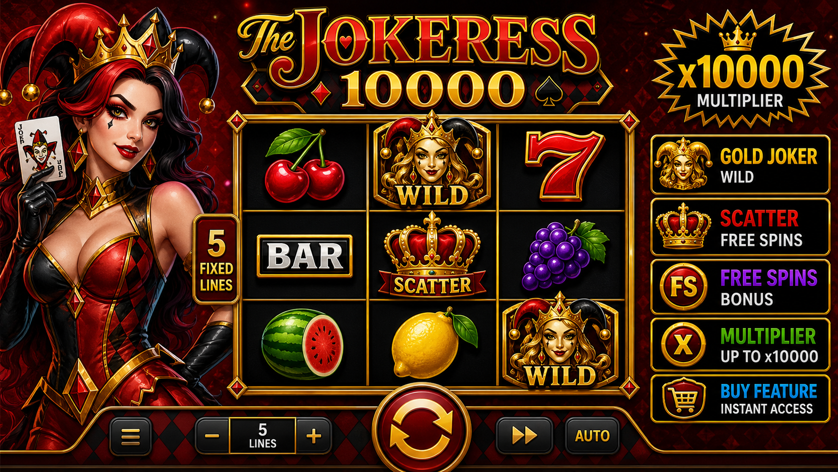 The Jokeress 10000 Online Video Slot