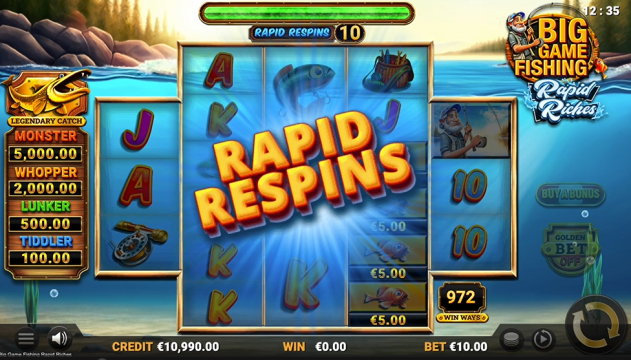 Big Game Fishing Rapid Riches slot gameplay screenshot