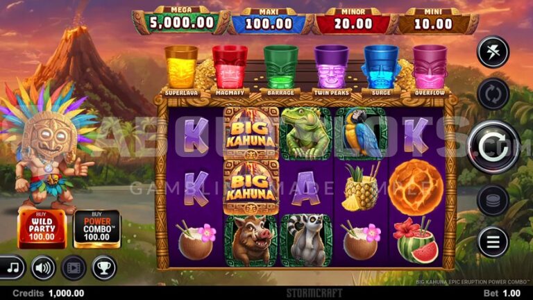 Big Kahuna Epic Eruption Power Combo slot gameplay screenshot