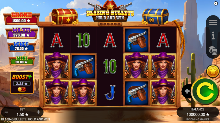 Blazing Bullets Hold and Win slot gameplay screenshot