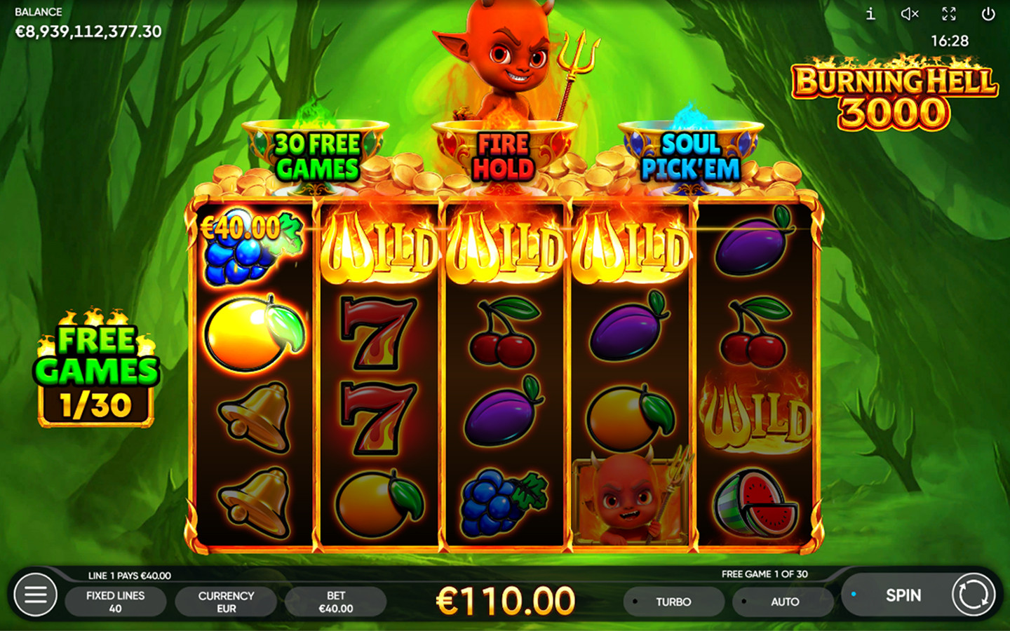 Burning Hell 3000 slot gameplay screenshot
