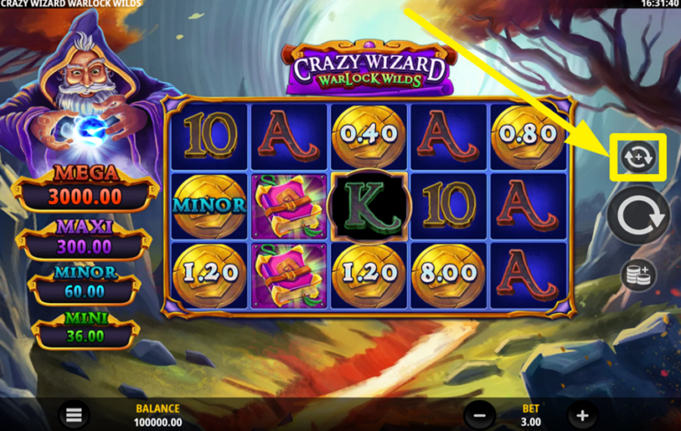 Crazy Wizard Warlock Wilds slot gameplay screenshot