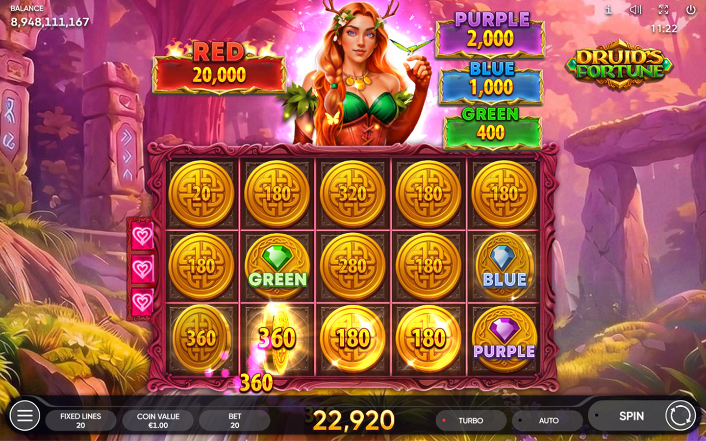 Druids Fortune slot gameplay screenshot