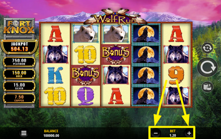 Fort Knox Wolf Run slot gameplay screenshot