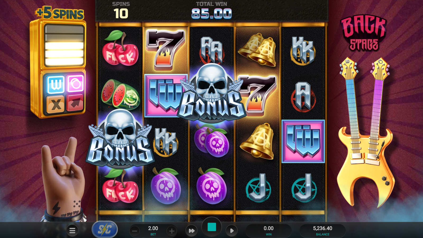 Guitar Quest slot gameplay screenshot