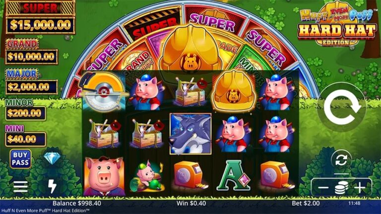 Huff N Even More Puff Hard Hat Edition slot gameplay screenshot