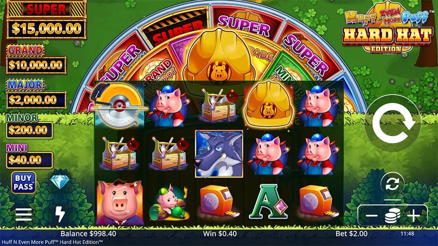 Huff N Even More Puff Hard Hat Edition slot gameplay screenshot
