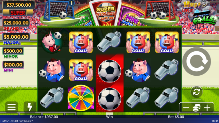 Huff N Lots Of Goals slot gameplay screenshot
