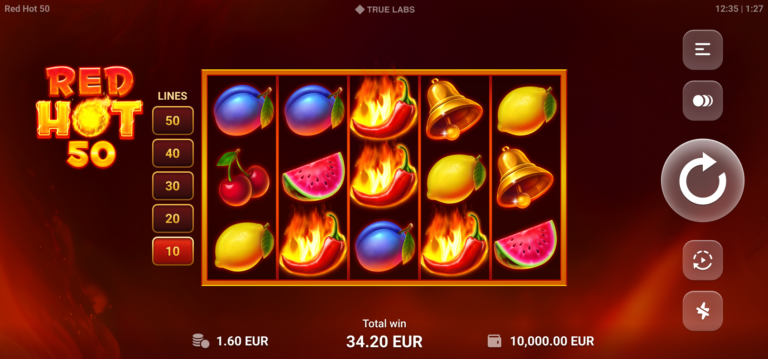 Red Hot 50 slot gameplay screenshot