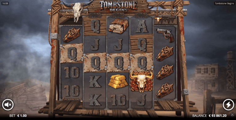 Tombstone Begins slot gameplay screenshot