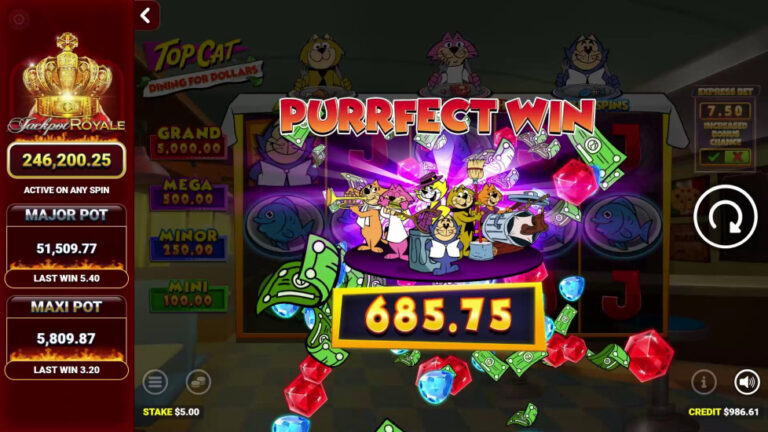 Top Cat Dining For Dollars slot gameplay screenshot