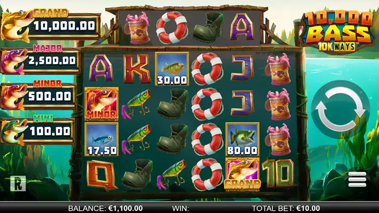 10,000 Big Bass 10K Ways Online Video Slot gameplay screenshot