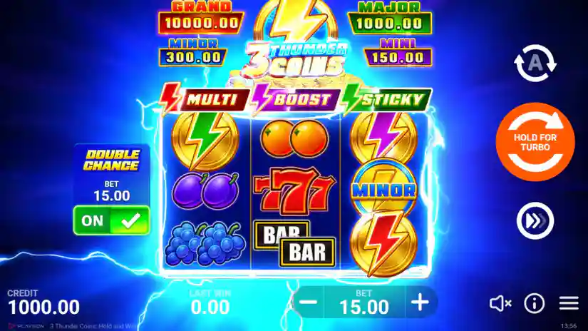 3 Thunder Coins Hold And Win Online Video Slot gameplay screenshot