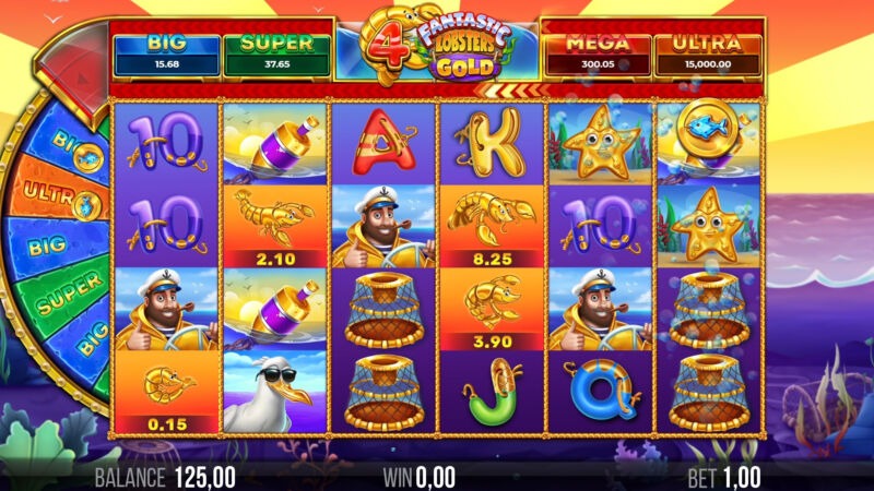 4 Fantastic Lobsters Gold slot gameplay screenshot