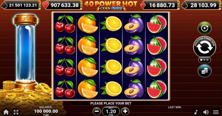 40 Power Hot Coin Boost Amusnet slot gameplay screenshot