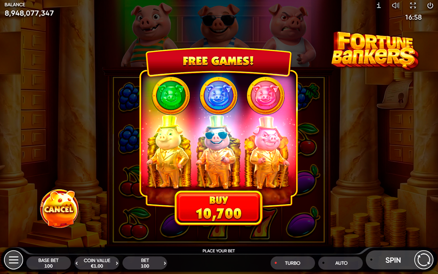 Fortune Bankers Online Video Slot gameplay screenshot